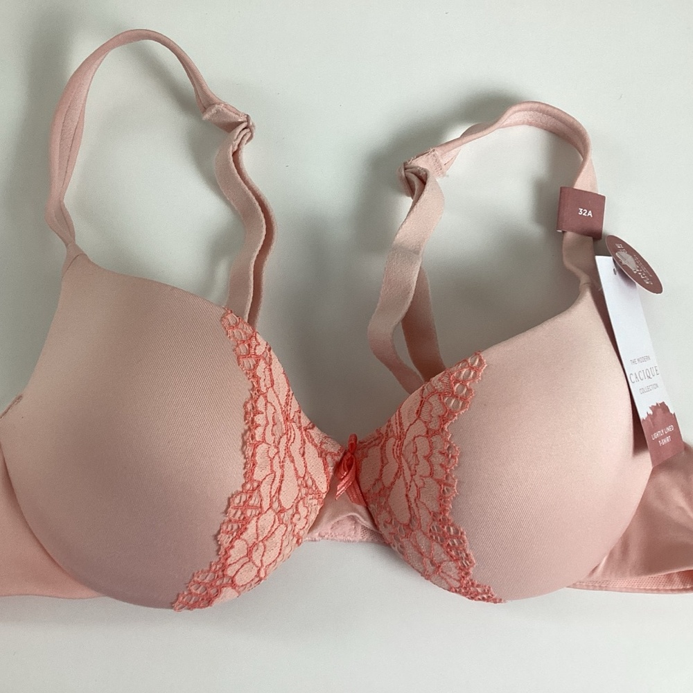 Cacique True Embrace Lightly Lined Wire T-Shirt Bra Size 32A Stretch Adjust NWT